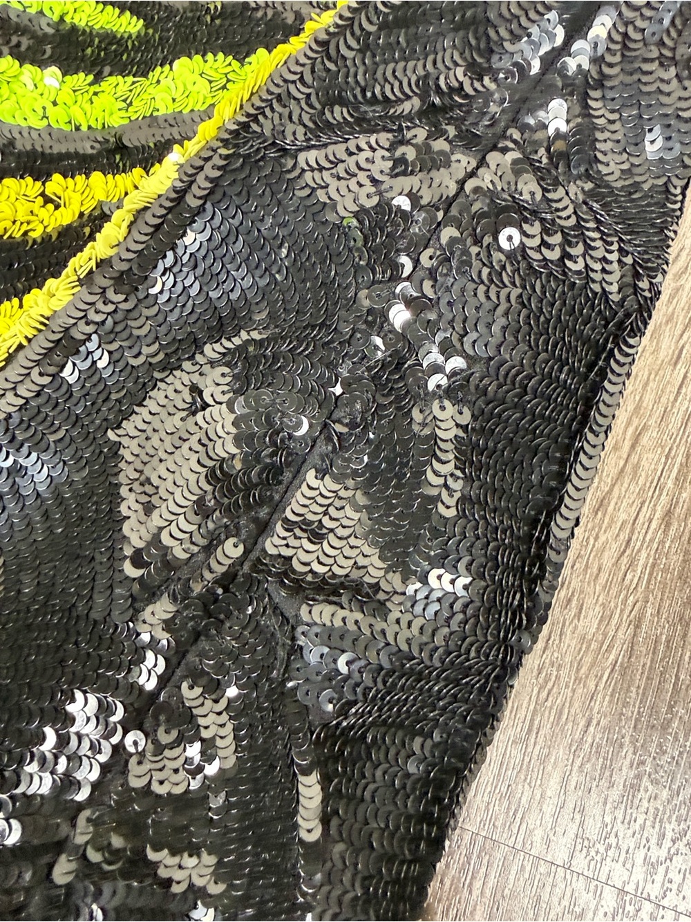 Retrofete Arabelle Sequin Dress in Black Neon Yellow - Picture 11 of 13